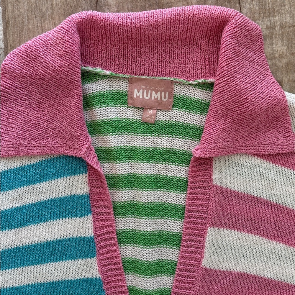 Show Me Your MuMu Multicolor Striped Knit Cardigan Sweater - Picture 2 of 4